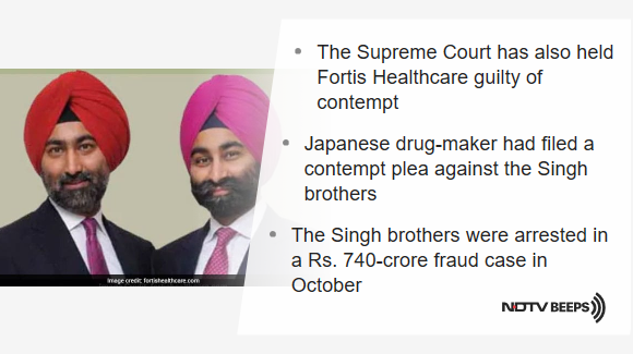 Singh Brothers, Ex-Ranbaxy Promoters, Guilty Of Contempt: Supreme Court https://www.ndtv.com/india-news/ex-ranbaxy-promoters-malvinder-and-shivinder-singh-guilty-of-contempt-says-supreme-court-in-case-fil-2132867 … #NDTVNewsBeeps