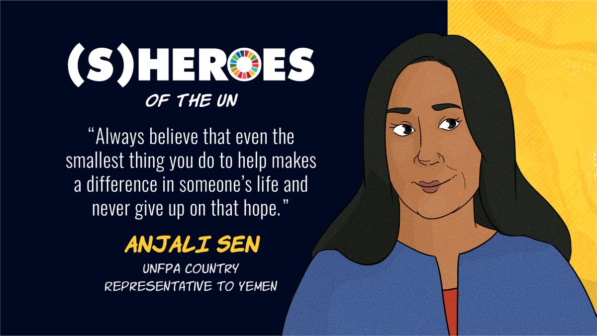unfoundation's tweet photo. The crisis in #Yemen is the world’s worst humanitarian emergency. 

@UNFPA’s @senanjali7 advocates for the rights and health of girls and women caught in conflict, ensuring that they aren’t left behind: https://t.co/XavlmZD2bI #UNSheroes https://t.co/fpRXKeJW2R