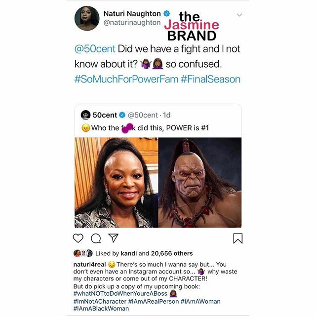 thejasminebrand's tweet photo. #NaturiNaughton responds to the meme #5OCent posted of her. SEE PREVIOUS Post. (#power #powerTV) https://t.co/j5Ejb6dBxP https://t.co/1XGWOcXpOk