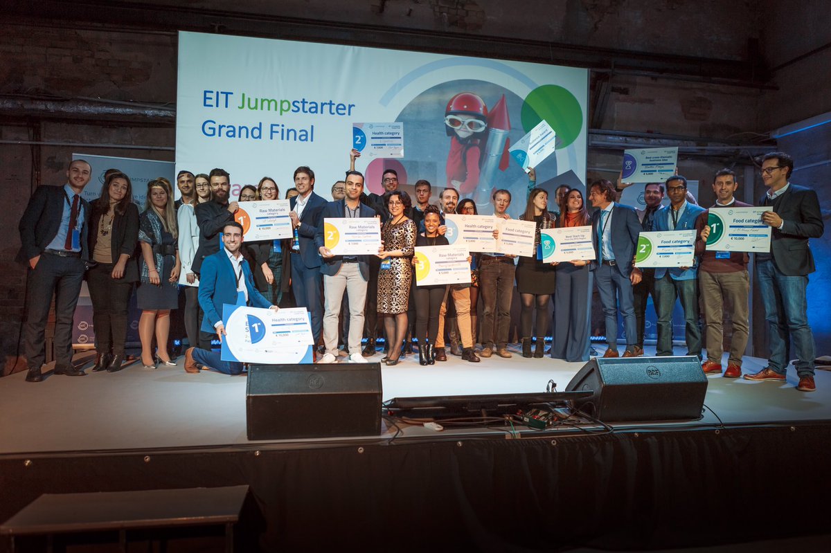 It’s time to announce winners of #EITJumpstarter 2019! Congrats to the golden three! iLof @EITHealth 🏆UP Catalyst @EITRawMaterials 🏆 2B NanoFood @EIT_Food 🏆 @EITeu