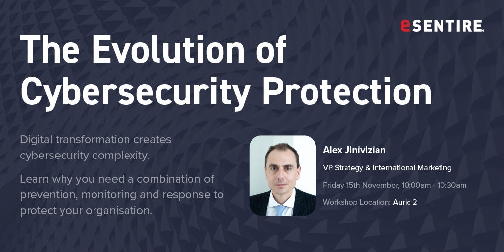 eSentire's tweet image. Don&apos;t miss #cybersecurity expert @Jinivizian&apos;s presentation today at #CSConnect as he explains the importance of a #cybersecurity tool that can effectively hunt, investigate and contain #cyberthreats: bit.ly/2Jyl9Pw