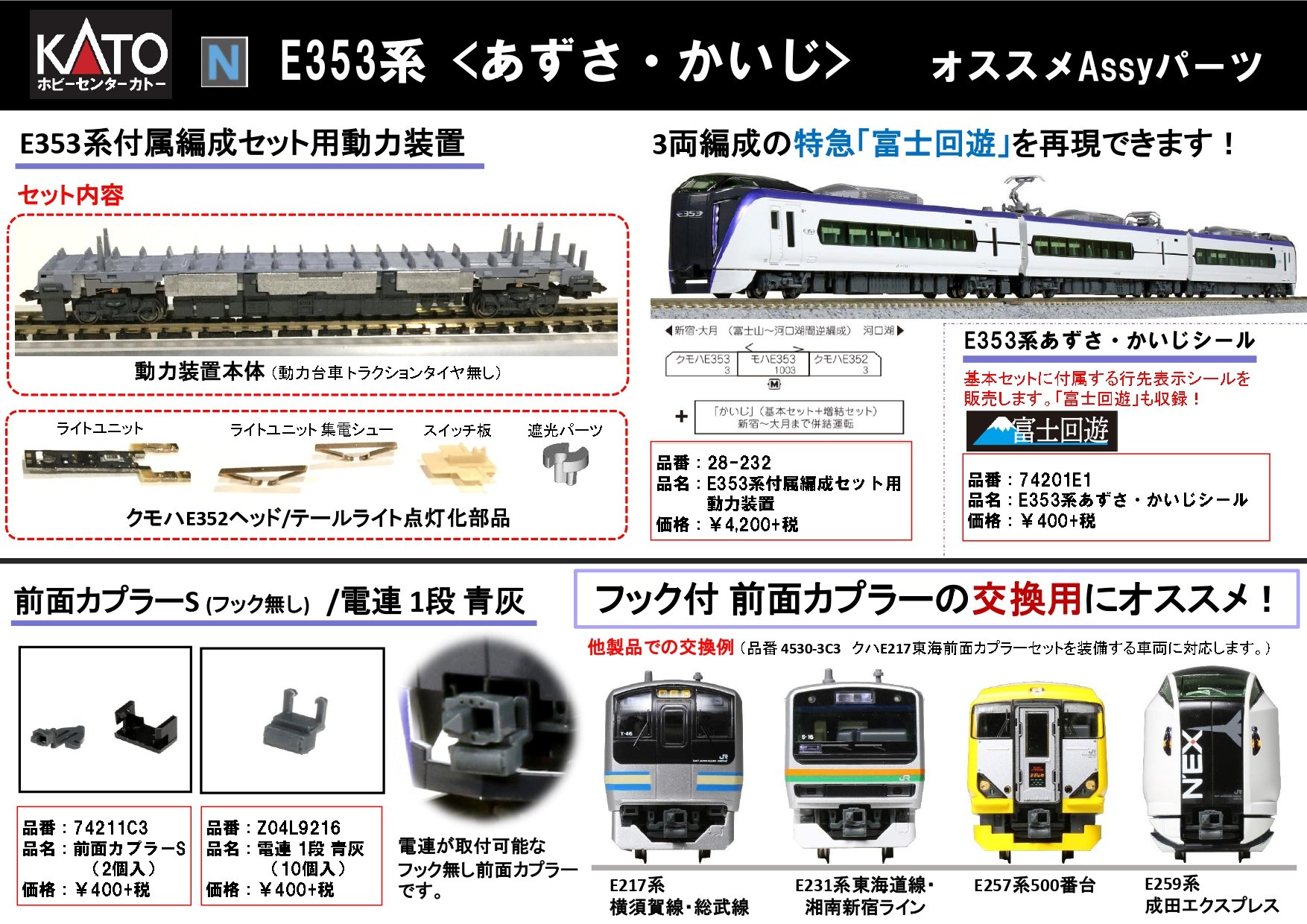 E353系パーツセット E353系 「あずさ・かいじ」 基本セット (基本・4両セット) (鉄道