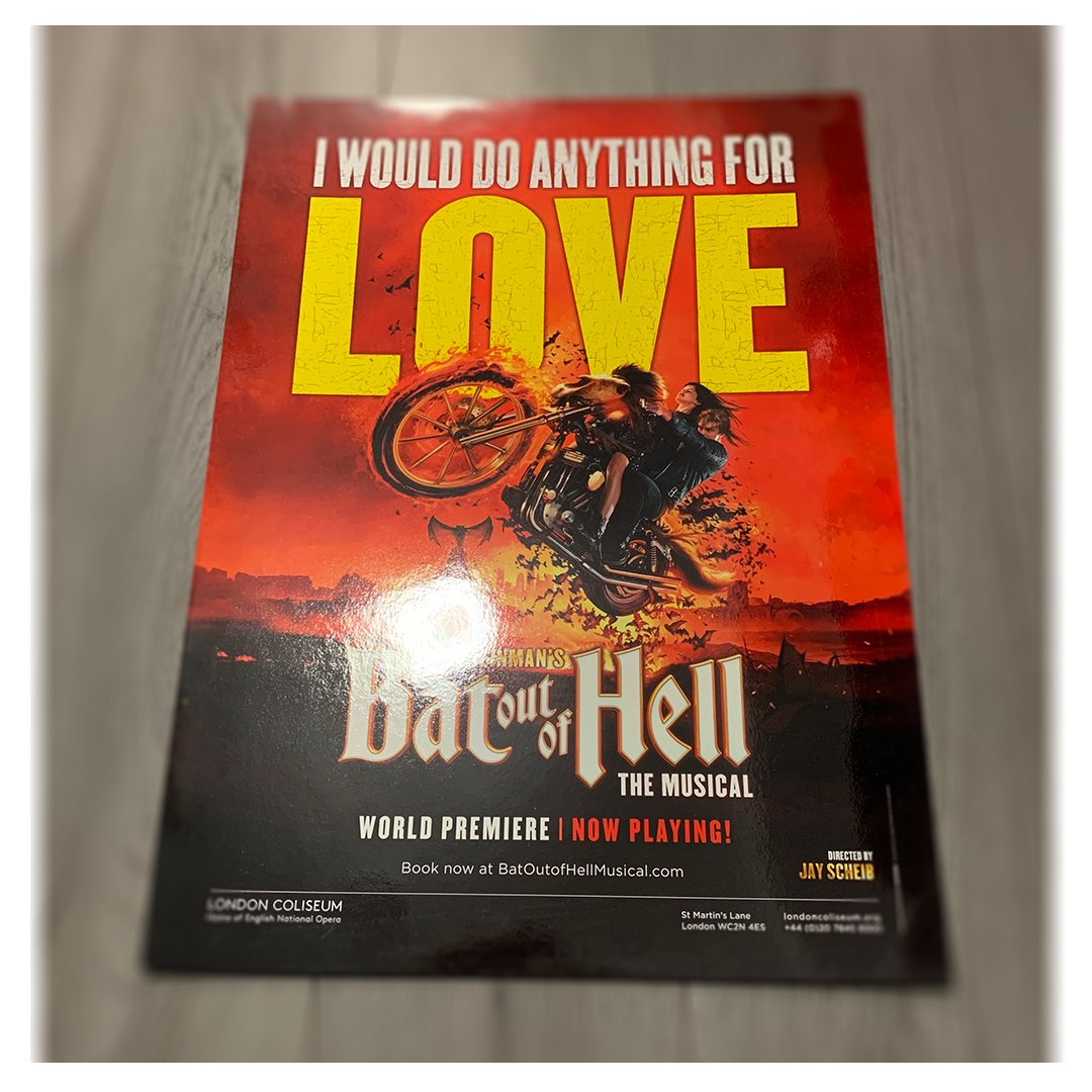 thetheatrecafe's tweet photo. RT &amp; FOLLOW for a chance to win a Bat Out Of Hell poster https://t.co/1QvFZClY2O #FanFrenzyFriday #win #GIVEAWAY https://t.co/1SLi05SWPe