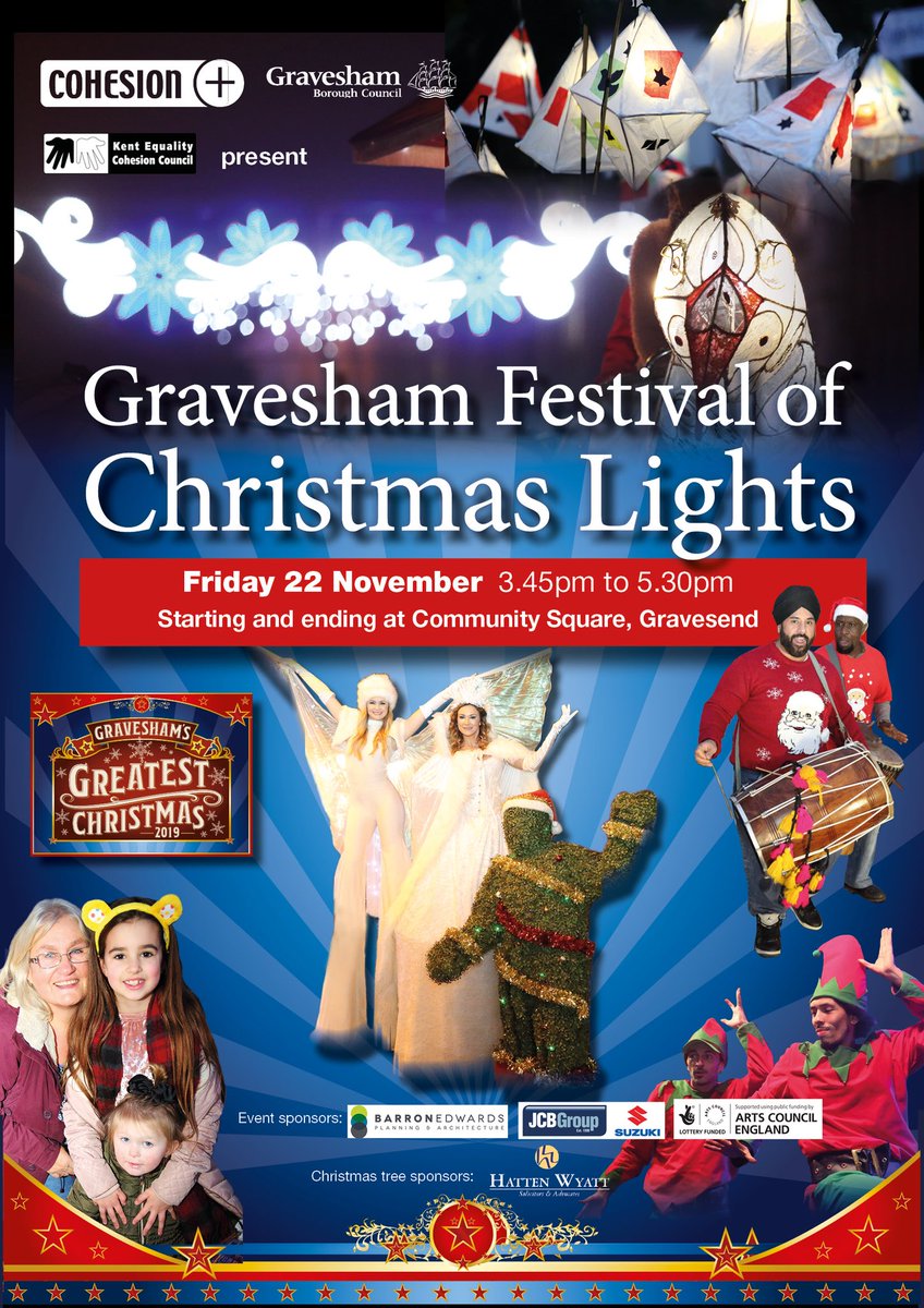 cohesionplus's tweet photo. The countdown has began! 7 days to our #Festival of #ChristmasLights working with @graveshambc taking place in @visit_gravesend @GravesendTCM featuring @Festive_Road @SameSkyBTN @BlocoFogoSamba @KingsofDhol supported by @ace_southeast @hattenwyatt #madeingravesend https://t.co/bRx9BELRop