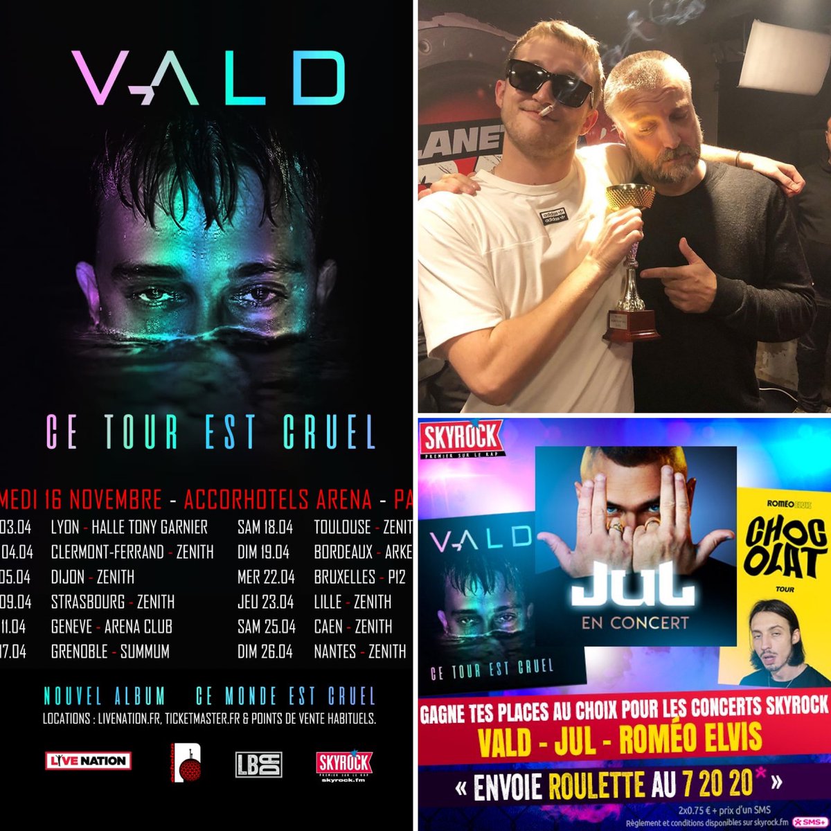 SkyrockFM's tweet photo. 🚨 La #TournéeSkyrock de @vald_ld débute DEMAIN à l'@AccorH_Arena et les DERNIÈRES PLACES sont à chopper dans la #Roulette qui tombe à tout moment sur #Skyrock !! 😉🤞
Et pour la suite du son on te cale #JournalPersoII sur #Skyrock !! 🏆🎵 #NP
📲 https://t.co/80SMmaCQLy https://t.co/MSdd4Oa1oL