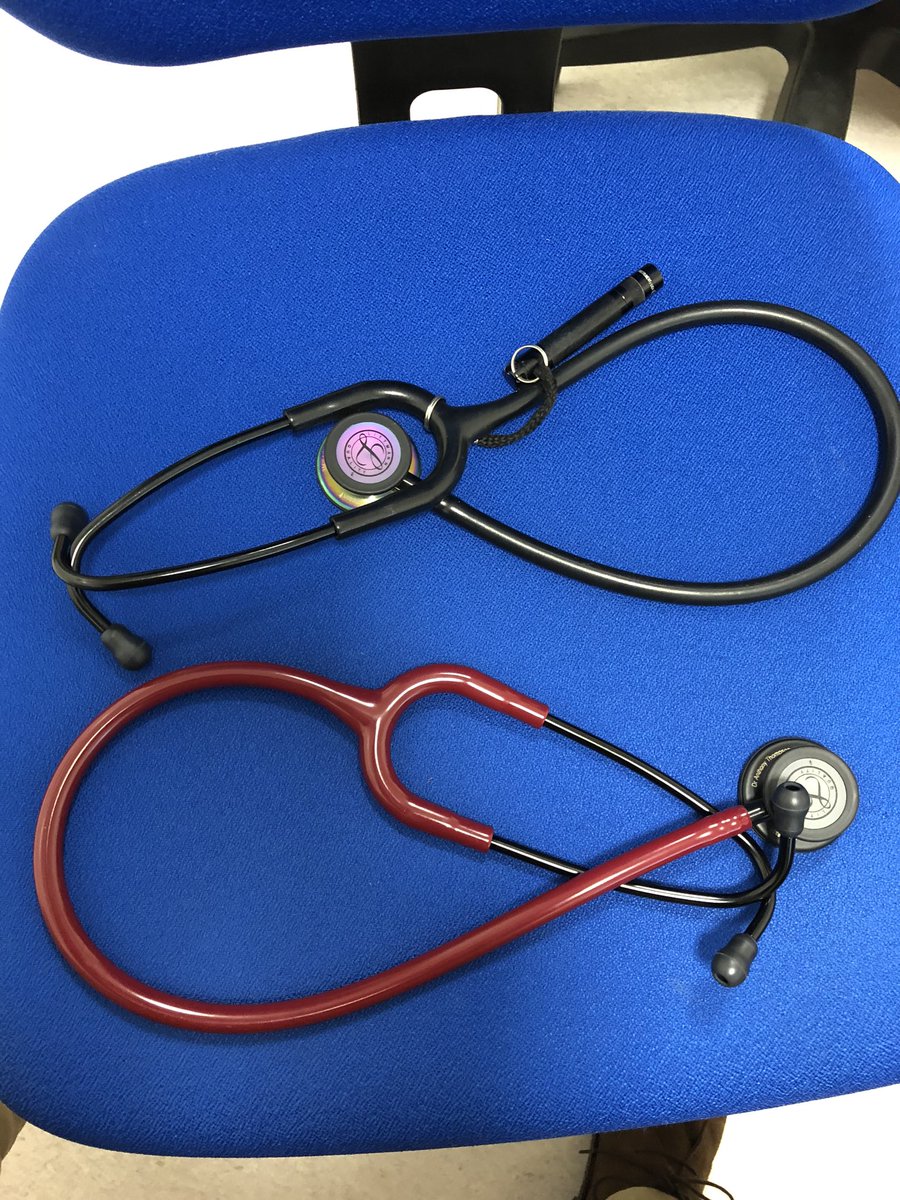 bigbaddoctor's tweet photo. When your lost and engraved stethoscope turns up the day you received your new (and engraved) new one arrived #DoubleTrouble #PallaborativeNW #pallaborative #PalliativeCare
Did order new colour scheme in case....,
ππππ https://t.co/rrGFqhprQ1