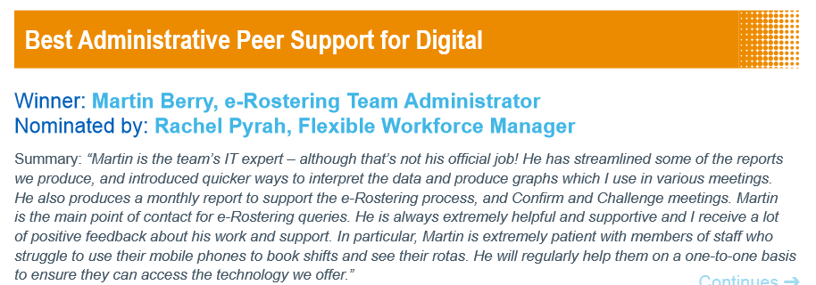 rachelpyrah's tweet photo. Well done to @MonkeyMiester  for his @BradfordDigital award. Well deserved! @eRosteringBTHFT https://t.co/NLGIQa3sFv