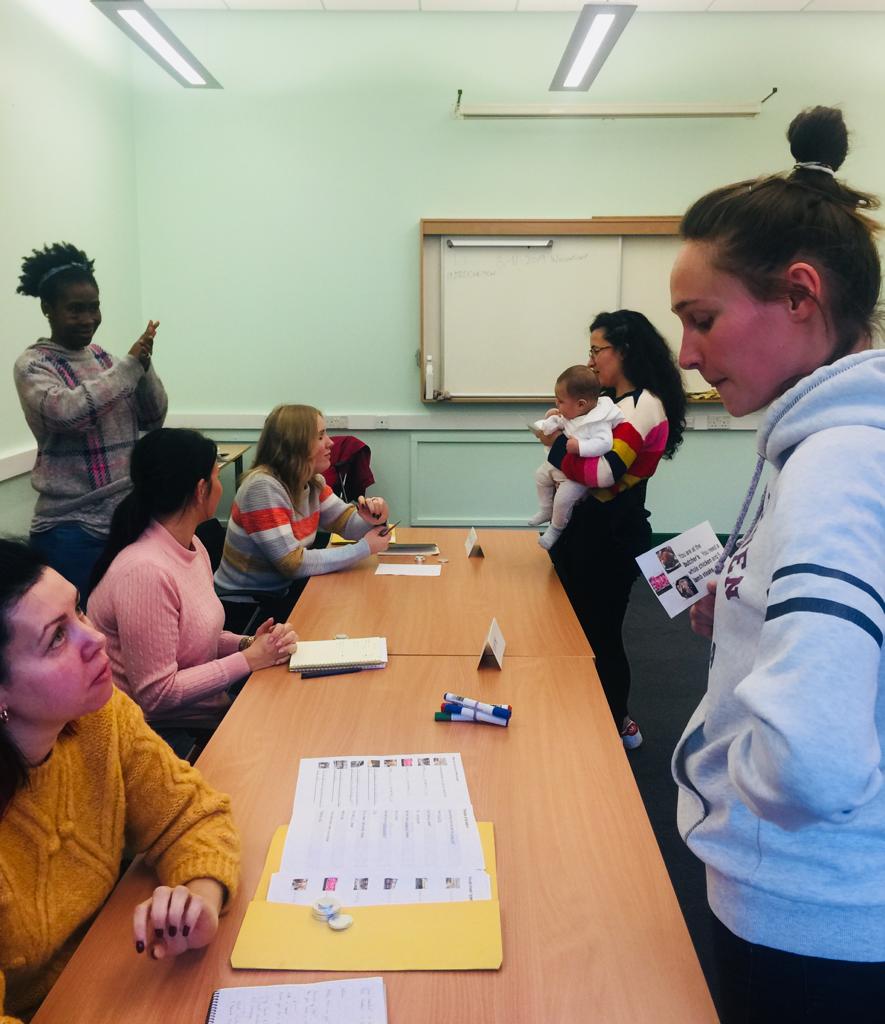 TalkEnglishRoch's tweet photo. Our class at Derby St Sure Start doing some play role of going to the different types of shops https://t.co/M3Pvukp1Vr