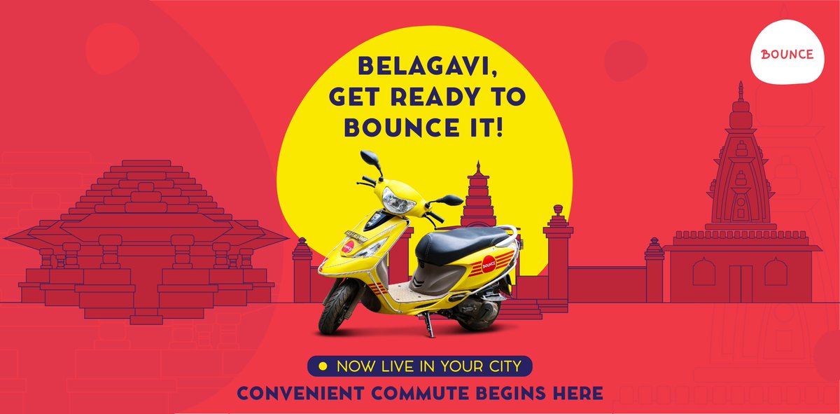 bounceshare's tweet photo. Belagavi, it's time to get Bouncing! 

We are now live in your city. Book your ride, use code BELGAUM100 and get your first ride free. https://t.co/7oYfnmPZKJ
