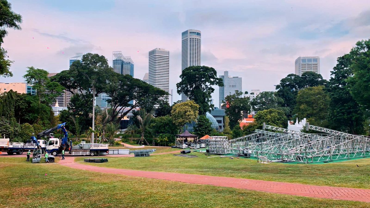 Prep for #NeonLights2019 has begun! We’re getting closer and closer to seeing the amazing line up of Music, Arts &amp; Food at the #NeonLights home ground - Fort Canning Green! ✨✨