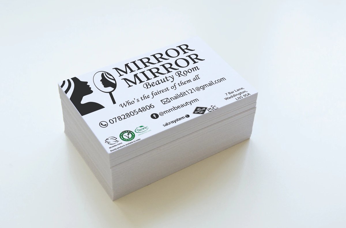 Mirror Mirror came to us wanting a new logo and branding to launch with. Including Vinyls for shop signs, A frame Sign with Posters, Flyers/Price Lists, Appointment/Loyalty Cards &amp; Personalised MM Stamp, and Gift vouchers just in time for Christmas. Contact us on 01529 303168