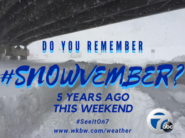 WKBW's tweet photo. This weekend marks 5 years since #snowvember! We want to see your snow photos from the 2014 storm using #seeiton7! @AaronCh7Weather @KatieMorseNews @EdDrantch @andyparkertv @AutumnsWeather @mmcleodwx @Ginger_Zee #BuffaSnow
https://t.co/PkKSfSNHWb https://t.co/YxcMZ4DJ5j