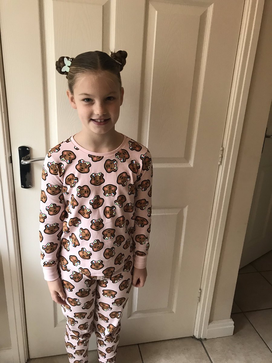 KelkirkKel's tweet image. @latimerprimary Freya is super disappointed to be missing Pj day for CIN but is joining in at home while she gets better.  @BBCCiN #classER