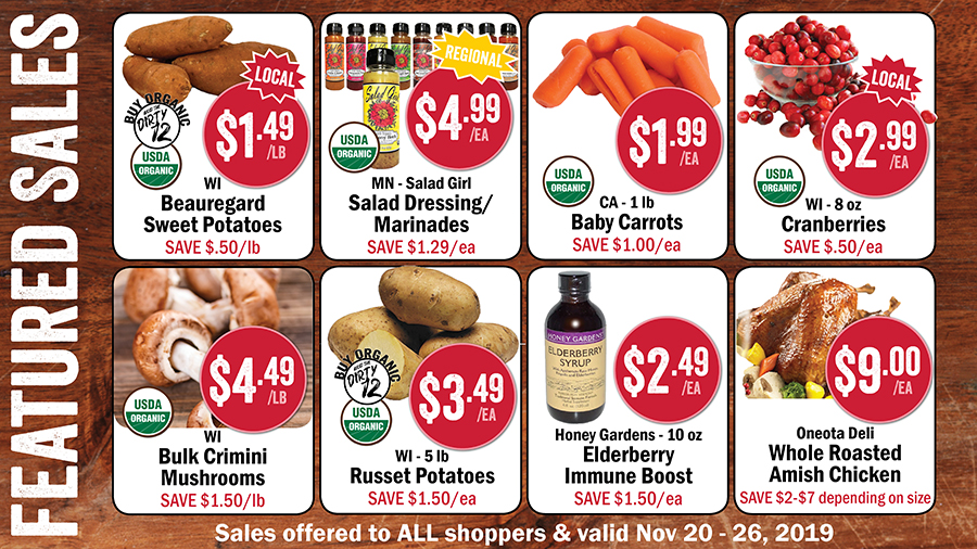 Weekly Deals you don't want to miss - through Tuesday at the Oneoat Co-op. For a complete list of current sale items, check out oneotacoop.com/sales. #oneotacoop #decorah #foodcoop #weeklydeals