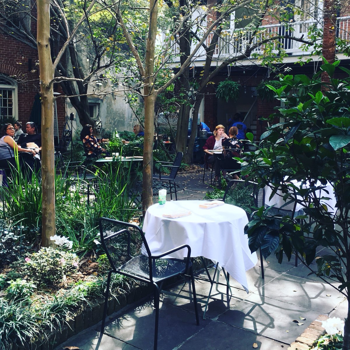It is fall, kind of, in New Orleans. Our courtyard trees are green but there are still leaves falling. Amazing weather!