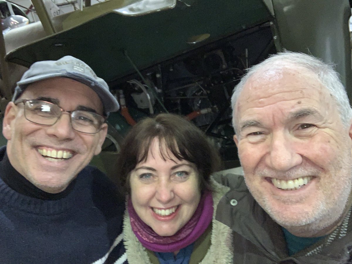 Solo2Darwin's tweet image. Fabulous filming day with @TonyKlinger @PaulMartin at #Duxford doing #cutaways ?!? No blood spilt just oil. #GAXAN behaved immaculately. #solo2darwin #givegetgo #documentary coming soon! So glamorous this filming, was freezing so we all had #thermals on! 
#dyslexicability
