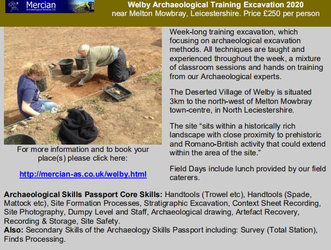 cult_heritage's tweet photo. @MercianArch Field Courses 2020

Sherwood Forest Archaeological Training School https://t.co/jWBZ2WcKbL

Bainbridge Archaeological Excavation https://t.co/xOXU6twjvs

Welby Archaeological Excavation
 https://t.co/S2c8XWwFf9

Post-Fieldwork Training School https://t.co/CxLvg5oEMQ https://t.co/0HRxRAllP8