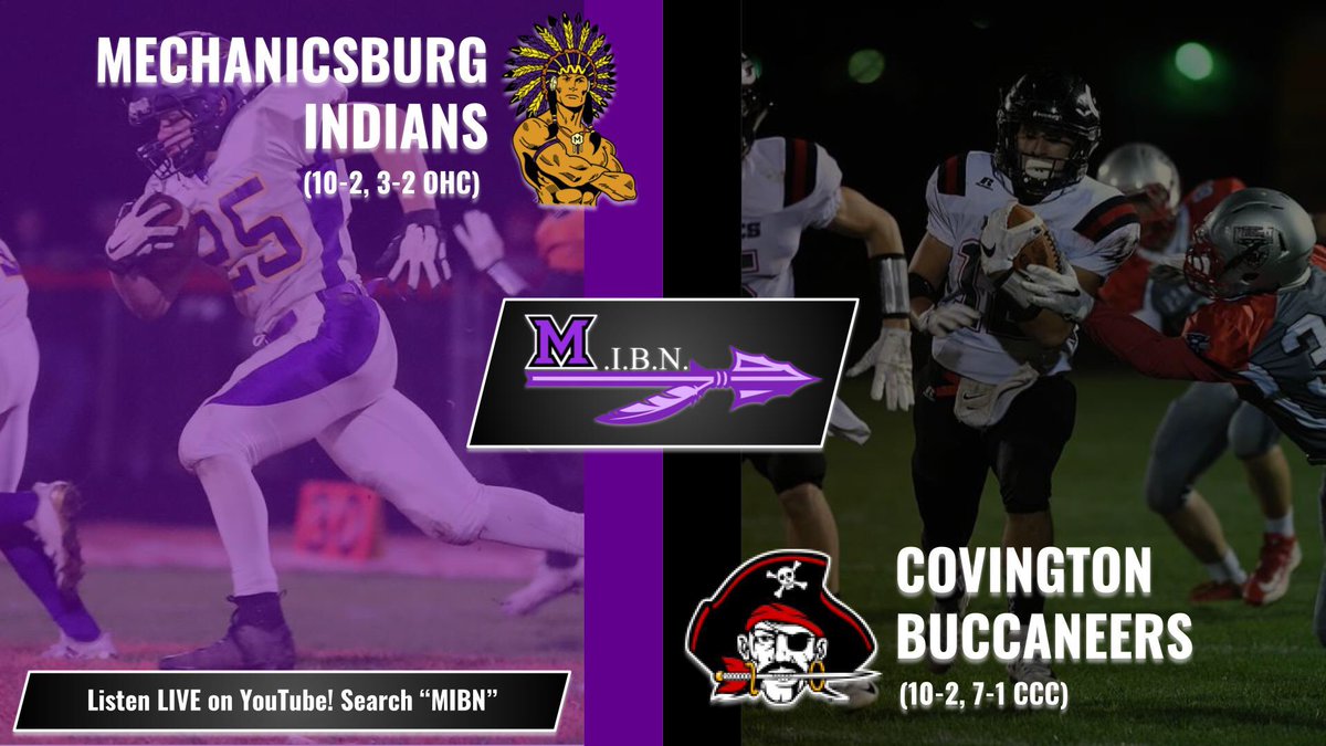 A Regional Championship is on the line tonight, when the Mechanicsburg Indians and Covington Buccaneers meet at Alexander Stadium in Piqua. You can watch the MIBN’s broadcast of the game on YouTube, or support the Indians in person; it’s your choice! Let’s go, Burg! #MECHvsCOV