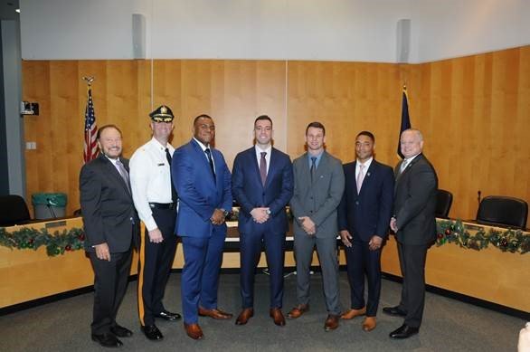 BensalemPolice's tweet photo. Congratulations to Officers Brett Beaumont, Kenneth Crawford, Francis Ludovici, and Krystopher Harley for joining the Bensalem Police Department and to Aaron Woelkers for his promotion to Detective and Andrew Zabierowski for his promotion to Corporal. https://t.co/mqTdV9iefj