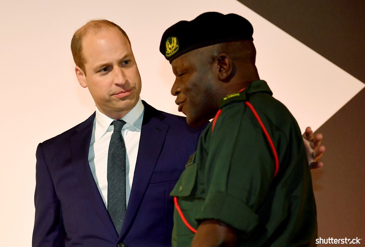 Prince William congratulates Benson Kanyembo from Zambia, on winning the title of Tusk Ranger of the Year at the #TuskAwards.

More 👑 royal news: Shutr.bz/Royals 
📸 #Shutterstock 
#ForAllTheyDo