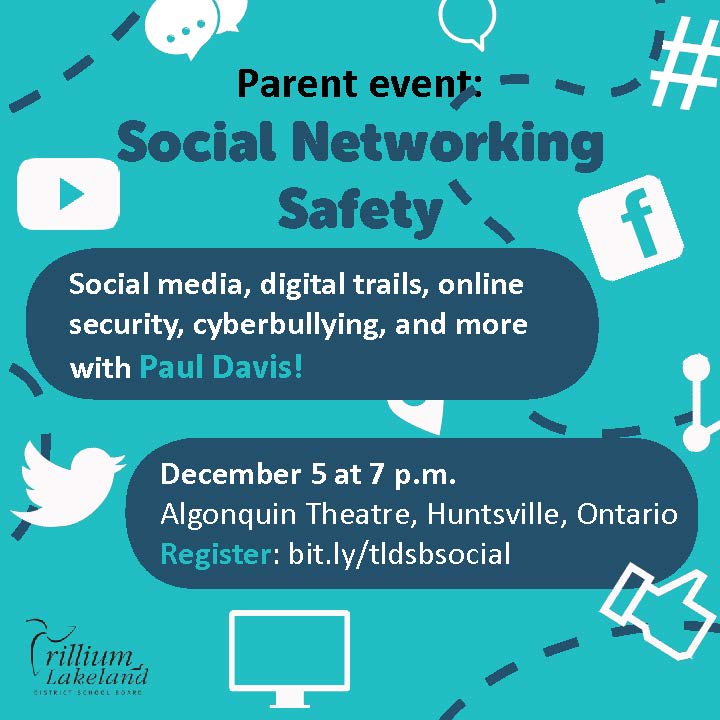 Social media, digital trails, online security, and cyberbullying. These are just some of the many social networking safety topics Paul Davis  will address at our upcoming FREE parent event. Register now: ow.ly/6CDg50xe58J