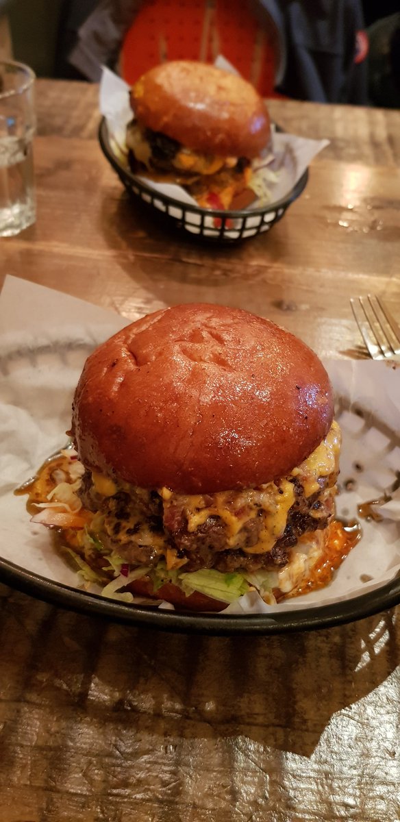 ColJWalsh's tweet photo. #shedcember19 in Brum wondering why I've come down from York to see #shedseven but eating at #themeatshack buffalo Blue probably the best burger I've ever had. https://t.co/cOrbbpobnv