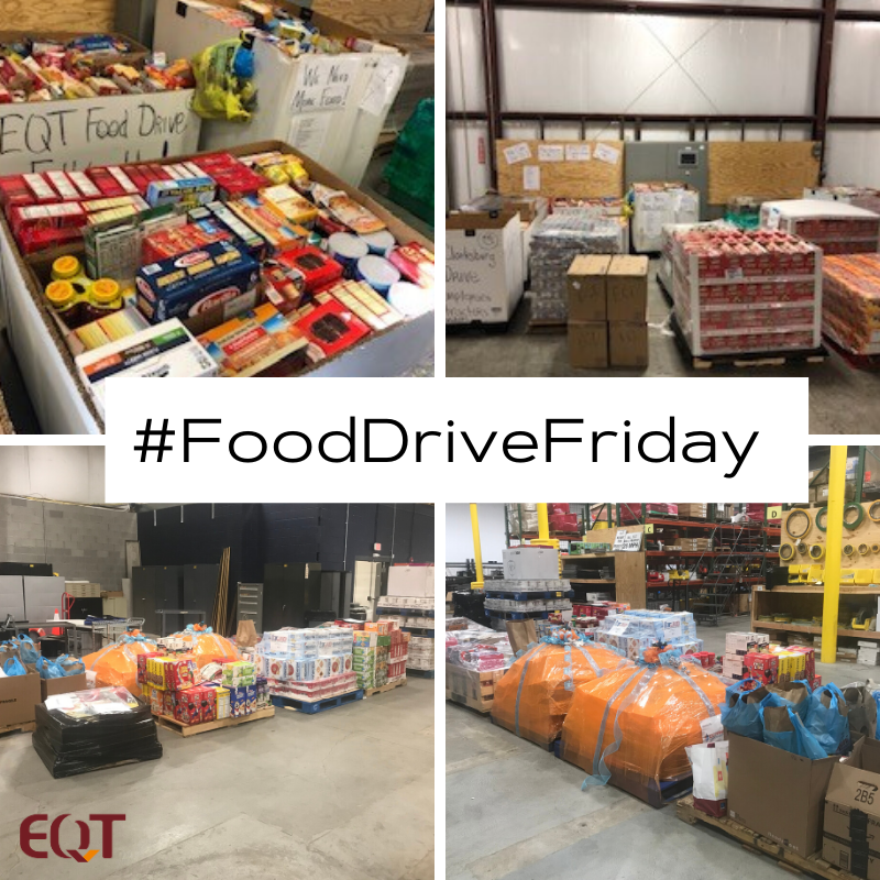 EQTCorp's tweet photo. ‘Twas the week before Thanksgiving and all through the warehouse, our employees and service providers were busy stocking pallets with food for those in need across our operating area. #FoodDriveFriday #ConnEQTingInOurCommunities #Heart #Teamwork https://t.co/0vIlL43T0V