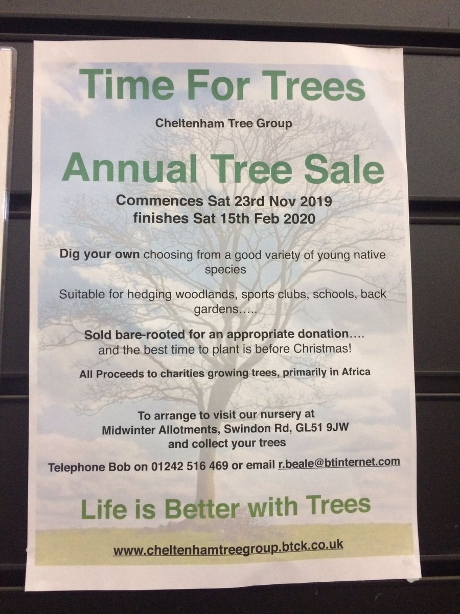The climate emergency means we need to plant more trees and protect the trees we have. If you would like to add some green to your garden, Cheltenham Tree Group's annual sale starts tomorrow and runs until 15th February 2020 #EveryTreeCounts