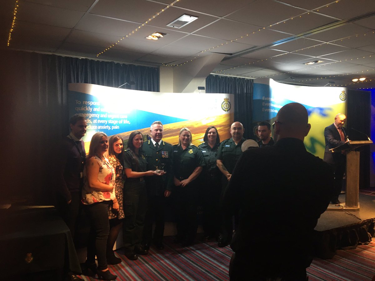 swasFT's tweet photo. Our fabulous Responder Team in the photographer’s spotlight for their very well deserved Team Recognition Award. Thank you for all that you do to support our Community Responders, our defibrillator schemes and the critical CPR training to so many people. You are all stars! https://t.co/uudXbpvFKg