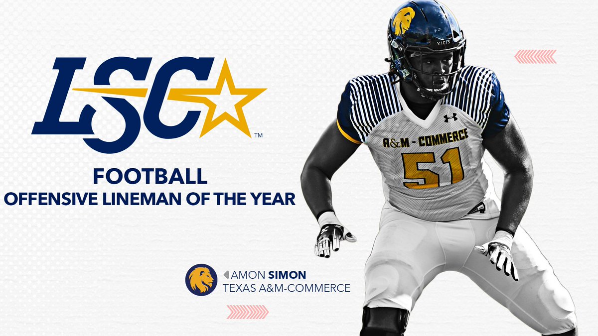 Congratulations to the #LSCfb Offensive Lineman of the Year, Amon Simon of <a href="/Lion_Athletics/">East Texas A&M Lion Athletics</a>!

🔗 - bit.ly/2KGhiAv