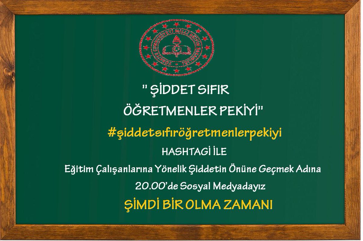 Şimdi bir olma zamanı
#siddetsıfıroeğretmenlerpekiyi