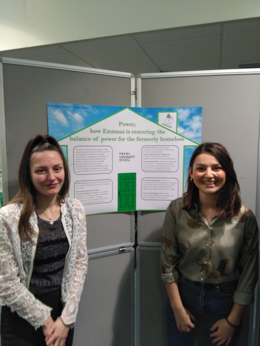 ClinPsyD_Hull's tweet photo. Molly and Harriet presenting their community psychology poster on Emmaus and homelessness. Reflecting on different types of power. 
@AbdoMolly @ZanardiHarriet @ejlewisclinpsyd @Schlosspsych @FacHealthHull https://t.co/NJn1kdYCFr