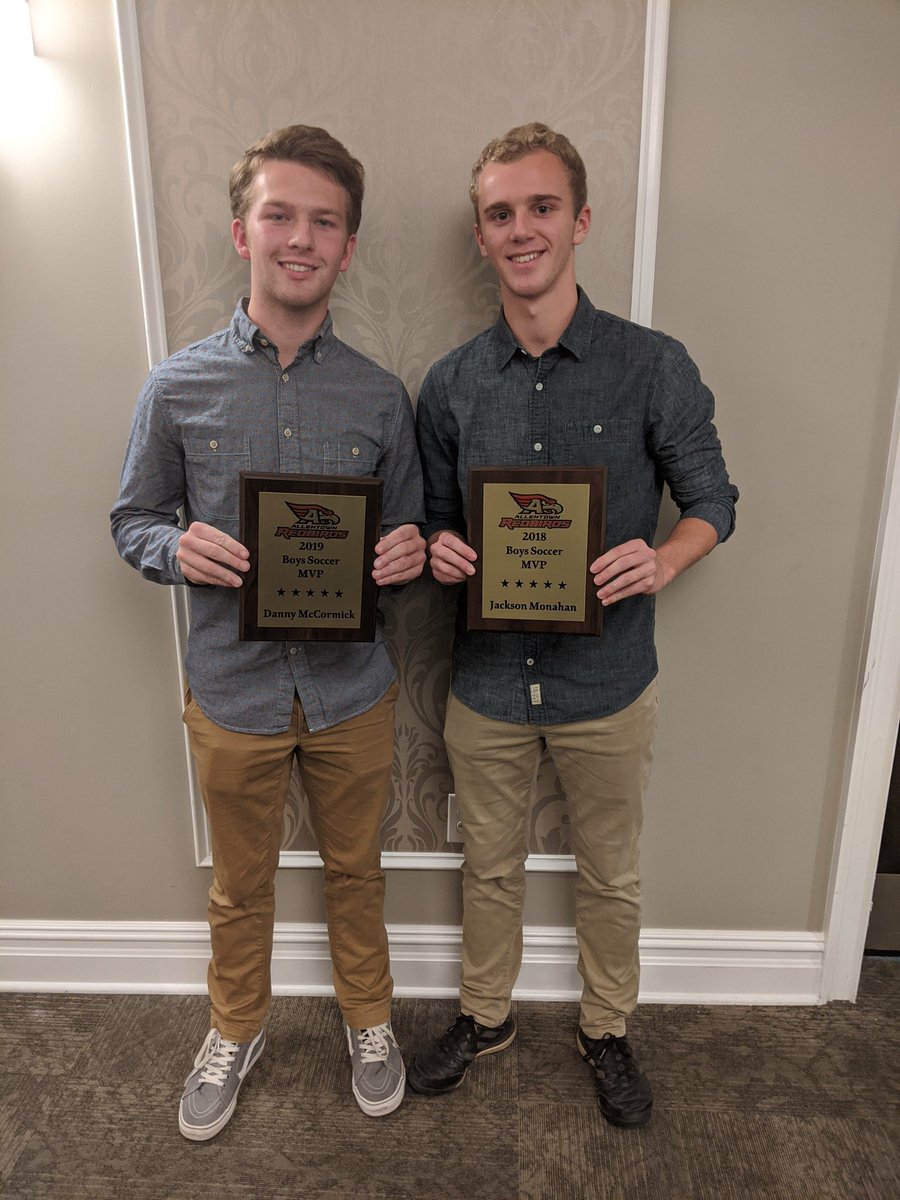 redbirdsoccer's tweet photo. Dan McCormick was this year's MVP. Led the team in scoring with 16 goals and 3 assists. Jackson Monahan was last year's MVP. I forgot to order the plaque last year for Jax. He didn't just randomly bring it with him to this year's banquet. Congrats you guys. #mybadjax #nexttime https://t.co/EV21AA8PzW