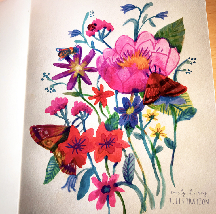 EHillustrator's tweet photo. Final flower sketch from my #timelapse video yesterday🌺🦋 https://t.co/u9mTG7qYuc