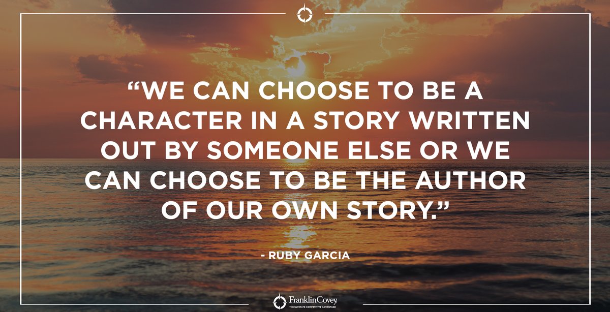 "We can choose to be a character in a story written out by someone else or we can choose to be the author of our own story." - Ruby Garcia #character #choice #destiny #QOTD