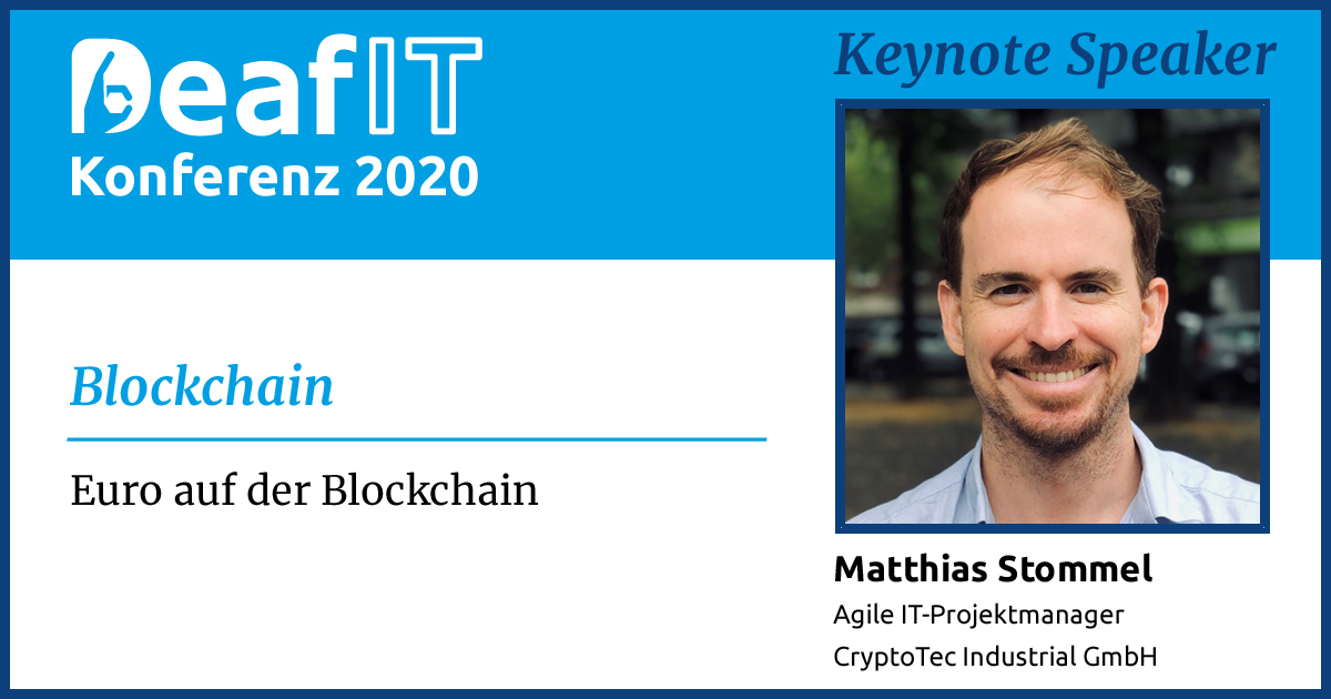 DeafITConf's tweet photo. Er ist wieder auf der #DeafIT Bühne als Keynote-Speaker dabei. @m_stommel wird uns mit seinem Expertenwissen zu #Blockchain auf den neuesten Stand bringen. #DeafIT20 #DeafTech #IT https://t.co/Mv3uMs7mla https://t.co/DKPpgAAPZQ