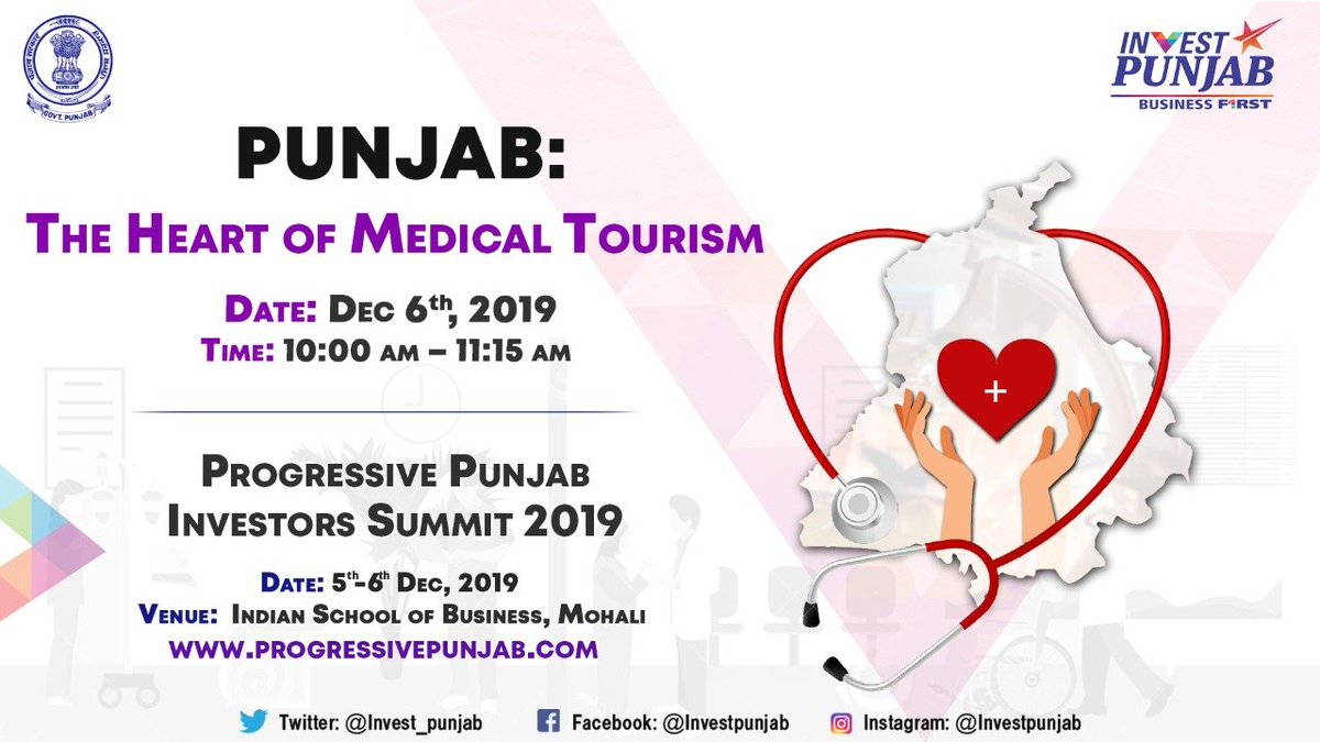 invest_punjab's tweet photo. Extensive &amp; all-inclusive #health infrastructure of #Punjab makes the state a preferred destination for Heath industry investors.
#PPIS2019 will elaborate on the roadmap of developing Medicity &amp; capitalising on this infrastructure
Register now with the App https://t.co/Rh3tZYvaEH https://t.co/XueFYHBC9H