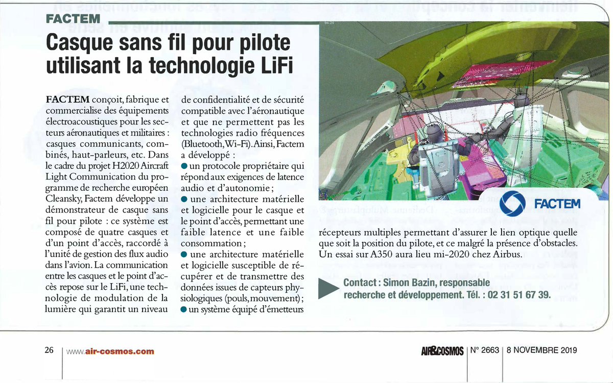 FACTEMofficiel's tweet photo. #Factem apparaît dans le dernier numéro d'@AiretCosmos 
qui signe un article sur notre projet #LiFi avec @Airbus https://t.co/INNjn4weiT