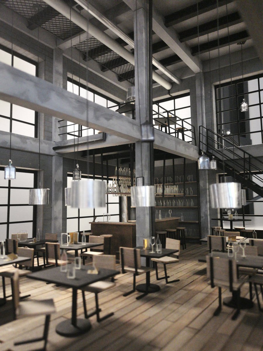 A model of a bar/restaurant made this week.