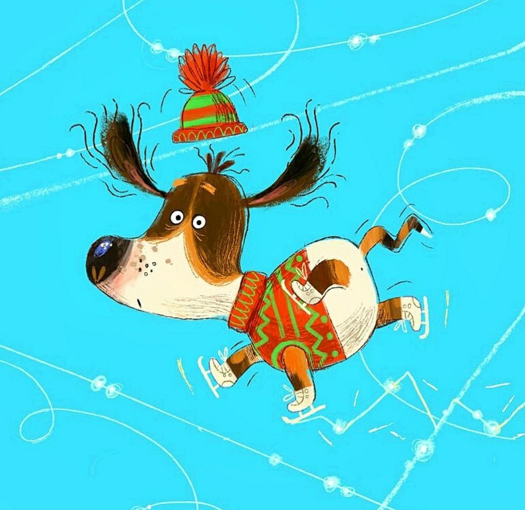 #figureiceskating #dogonice #kidlitart #illustration