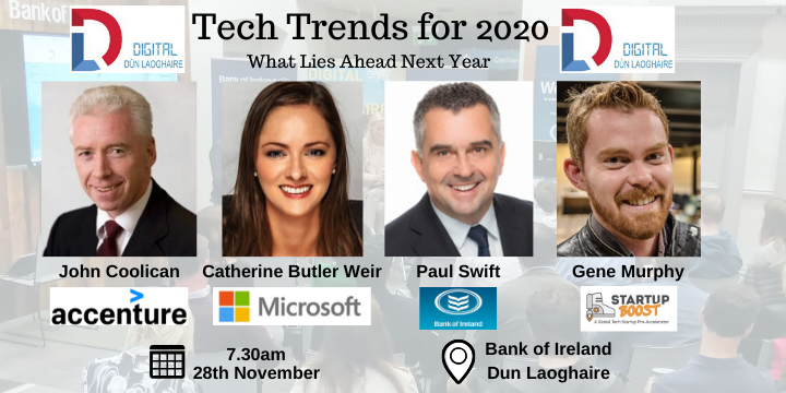 dunlaoghaireb_a's tweet photo. It’s not just a new year – it’s a new decade. Start the ‘20s off ahead of the curve by keeping up with the tech trends slated for next year. 

Join us November 28th to learn more: https://t.co/DClpdDU3Dc

@bankofireland @leo_dlr https://t.co/5BW1QwoXBs