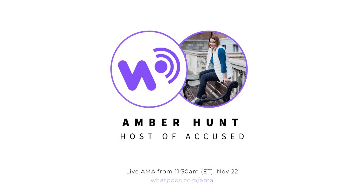 Amber Hunt (@AccusedPodcast) is the host of Accused and will be live to answer your questions in an hour via the link below. 
buff.ly/2X8OaGS