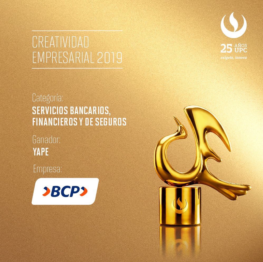 ValeriaBersaken's tweet photo. Y el premio de la @UPCedu  #CreatividadEmpresarial fue para @BCPComunica por su aplicación #Yape con su lema “Al efectivo le dije CHAU”,,, se lo dí a Keiko , 3.6 millones a Keiko 
#BCPChallenge https://t.co/jrOQ7Jv2Xz