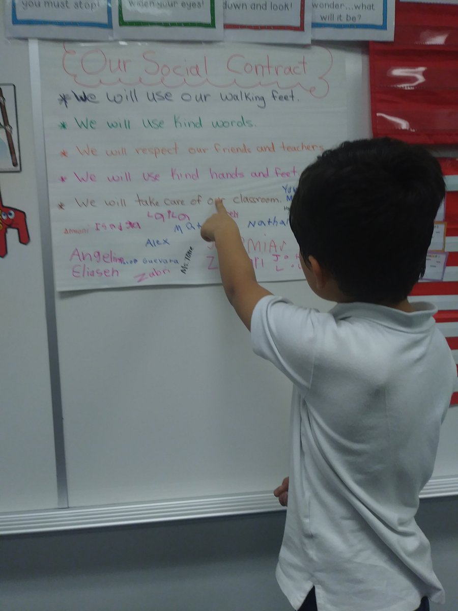 I was making a quick delivery to a 1st grade class when I was greeted by an awesome student ambassador.  He articulately explained their social contract and invited me to sign it.  It shows that he takes pride in classroom job! #TheSchulzeExperience