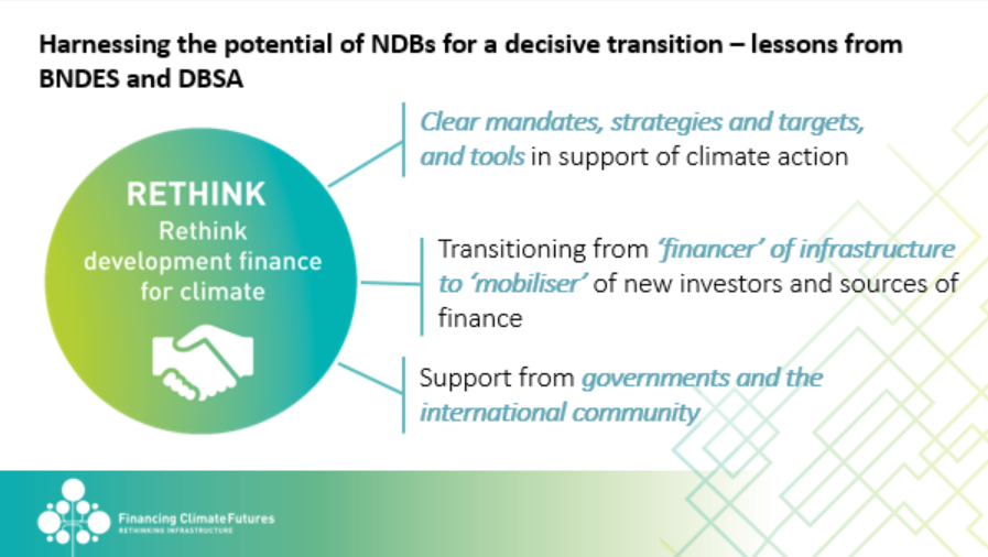 OECD_ENV's tweet photo. What are the lessons from our #FinancingClimateFutures
study on the role of #NDBs in scaling up climate-compatible infrastructure? 🌁
1⃣ clear mandates, targets, tools
2⃣ transition from financer to mobiliser
3⃣ govt & intl community support
#GreenTalks
https://t.co/lUfAukD2pa https://t.co/lBYA4czowA