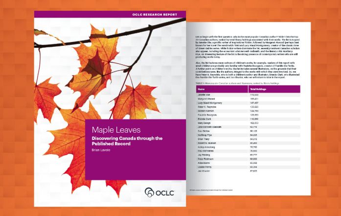 Last year, OCLC published, "Maple Leaves: Discovering Canada through the Published Record," combining data from WorldCat and Wikidata to explore Canada’s contribution to literature &amp; other creative expressions. Read more in our 2018-2019 annual report. oc.lc/ar19
