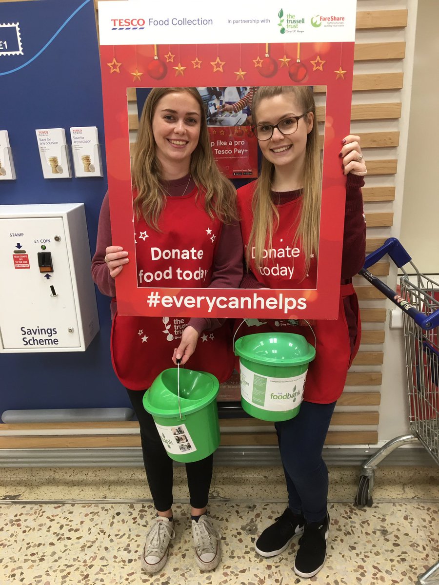 Georgia and Becky from #Nestle team are still going tirelessly collecting food this afternoon. Huge thanks to everyone who has been donating. It will make a difference to local people who are struggling this Christmas. #everycanhelps