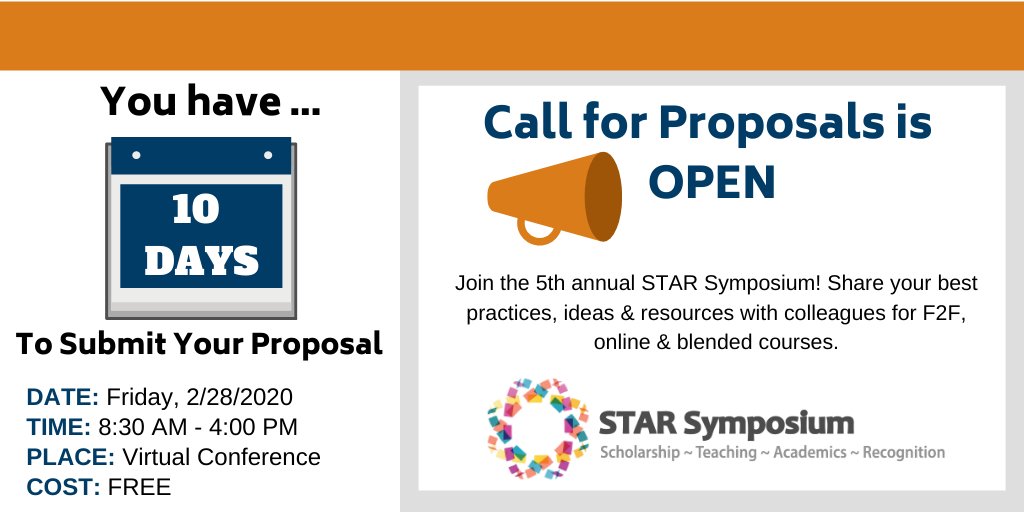 MinnStateEDT's tweet photo. Only 10 days left! Submit your STAR Symposium proposal by November 30. Don’t miss your chance to be a part of this award-winning 1-day virtual conference. The call for proposal deadline will not be extended.  SUBMIT TODAY >>> https://t.co/mNweVGqLtp #starsymposium https://t.co/lrOpNUK0OO