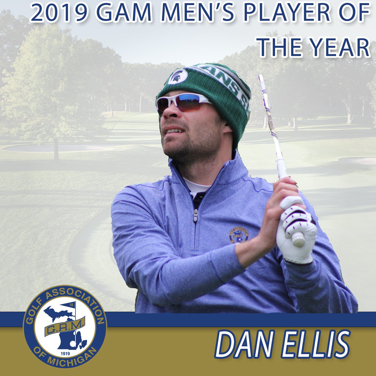 officialGAM's tweet photo. Please join us in congratulating 👏 the 2019 GAM Men's Player of the Year, Dan Ellis (East Lansing)! Visit https://t.co/wMEWatvrze to read the article on how the MSU Assistant Men's Golf Coach edged out one of his current MSU players for the honor. #GAM100 https://t.co/ie5j1beD7H