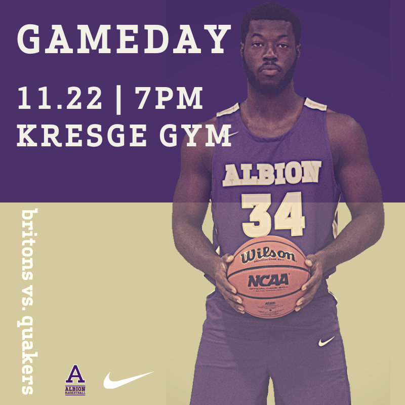 AlbionMBB's tweet photo. Game. Day.
Bring a non-perishable food item for free entry and to support our π¦π¦ Food Drive!
@albioncollege students will receive a OneAlbion/Briton5 shirt.
@AlbionMBB vs. @EarlhamQuakers
β°7:00PM
πKresge Gym
πΊhttps://t.co/bBEUNX3rHv
#OneAlbion #Mudita #TheAlbionWay https://t.co/d8swT4nyFH